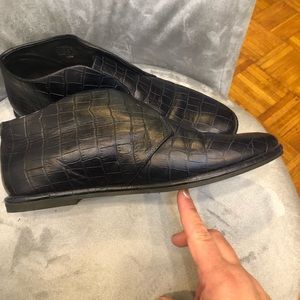 Jeffrey Campbell NAVY crocodile leather booties